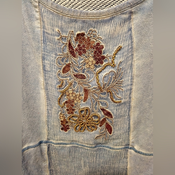 Soft Surroundings Coastal Blue Bohemian Tunic 1x Cottage Lagenlook Silk & Cotton - Picture 4 of 6